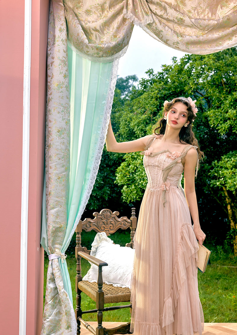 Whimsical Corset Dress | Pink Midi Dress - LaceMade XS / Pre-order Whimsical Corset Dress | Pink Midi Dress - LaceMade XS / Pre-order