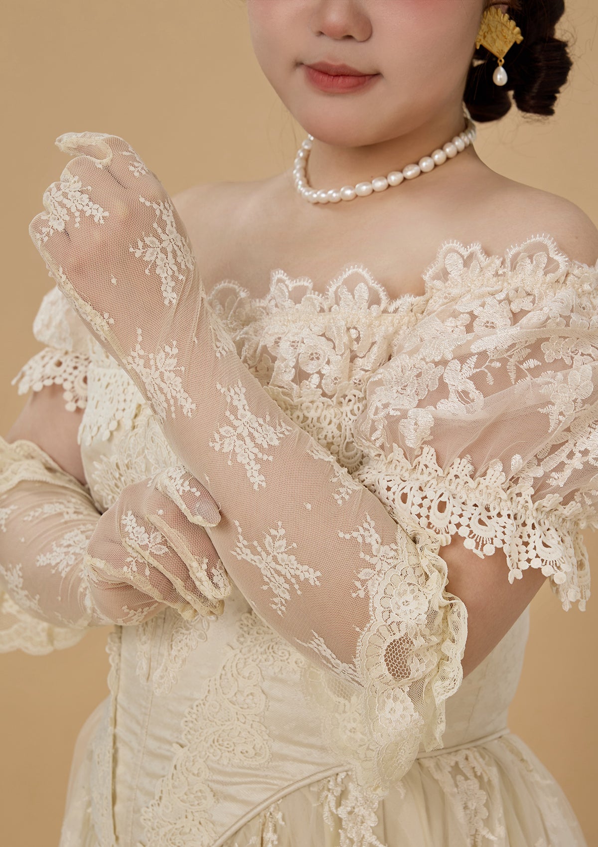 【完売品】Lumignon Classical lace lady dress lumignon Classical lace lady dress（Long Pleated Cotton Lace