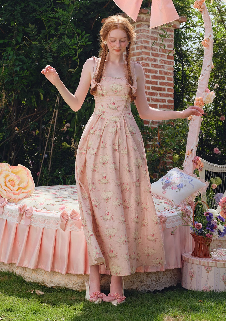 lacemade pink dress Whimsical Corset Dress | Pink Midi Dress