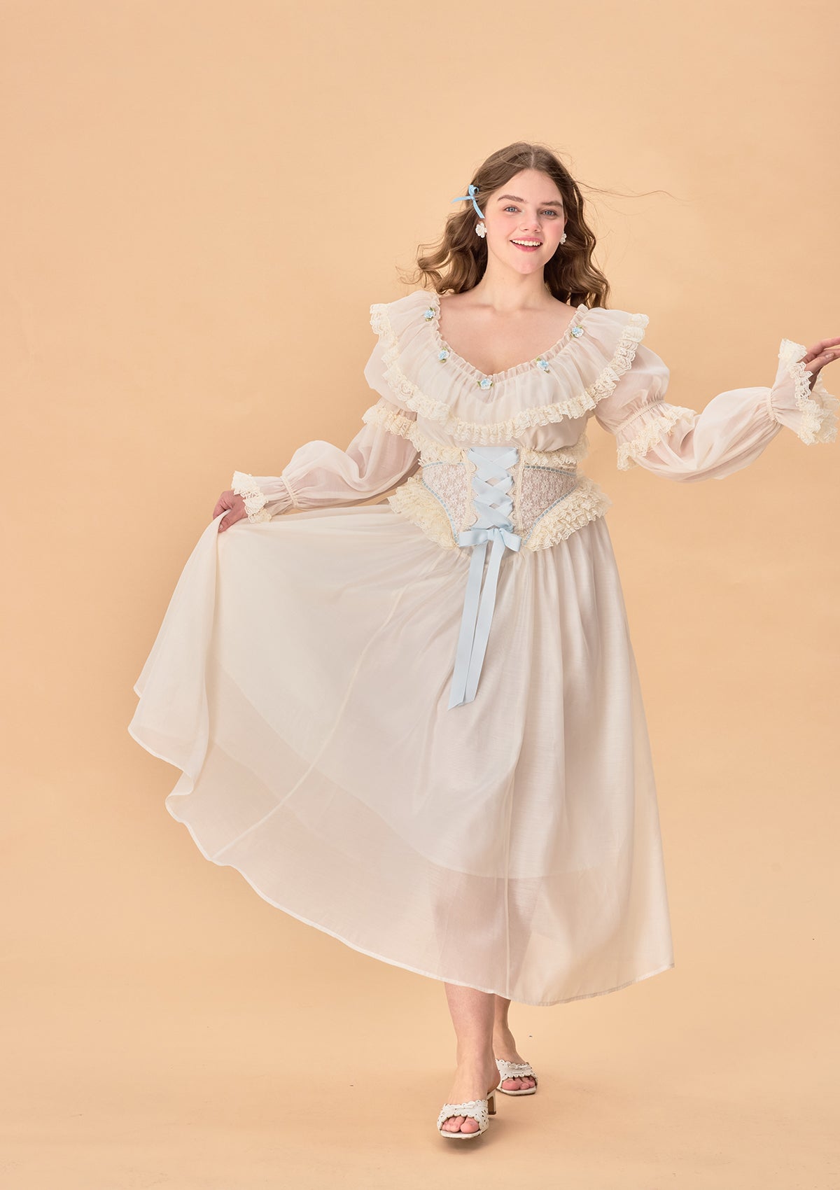 Curve & Plus Blue Hydrangea Corset Dress 0XL