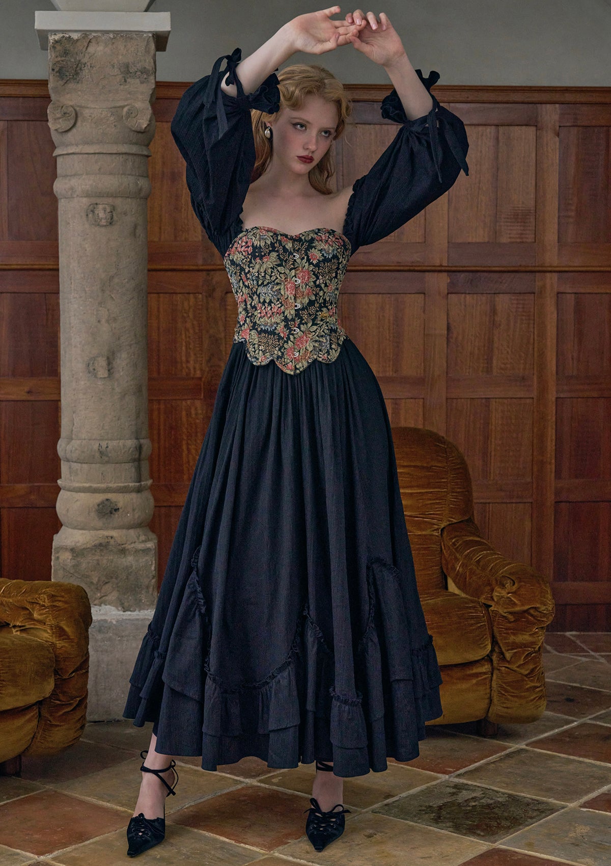 corset fall dress Fallen Angels In-stock / Black / XL layered tulle A Size:Pre-order 6XL Mason 64