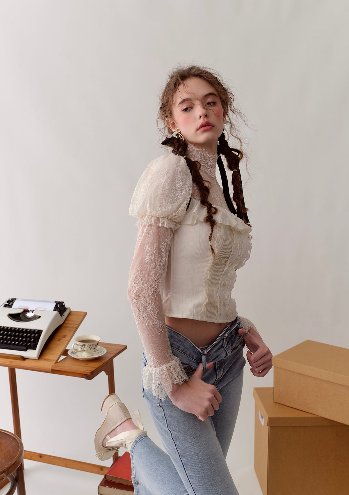 Berries Fashion Editor Unterlegtes Spitzentop