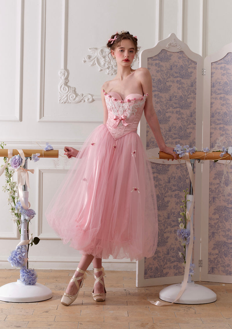 Pink Tulle Corset Dress | Barbie Genevieve - LaceMade In-stock / L Pink Tulle Corset Dress | Barbie Genevieve - LaceMade In-stock / L
