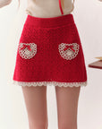Strawberry Post Office Knit Skirt