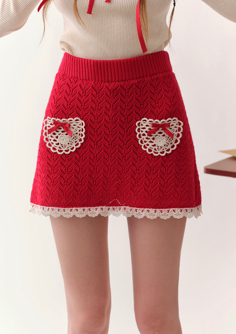 Strawberry Post Office Knit Skirt