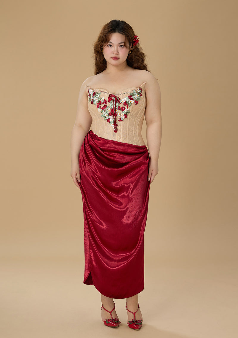 Curve & Plus Strawberry Pinot Noir Corset Dress