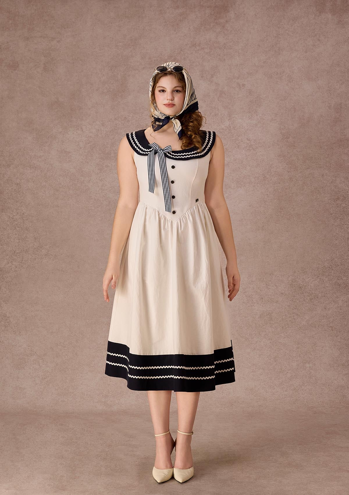 Curve&Plus Sailor Love Letter Dress（Navy）