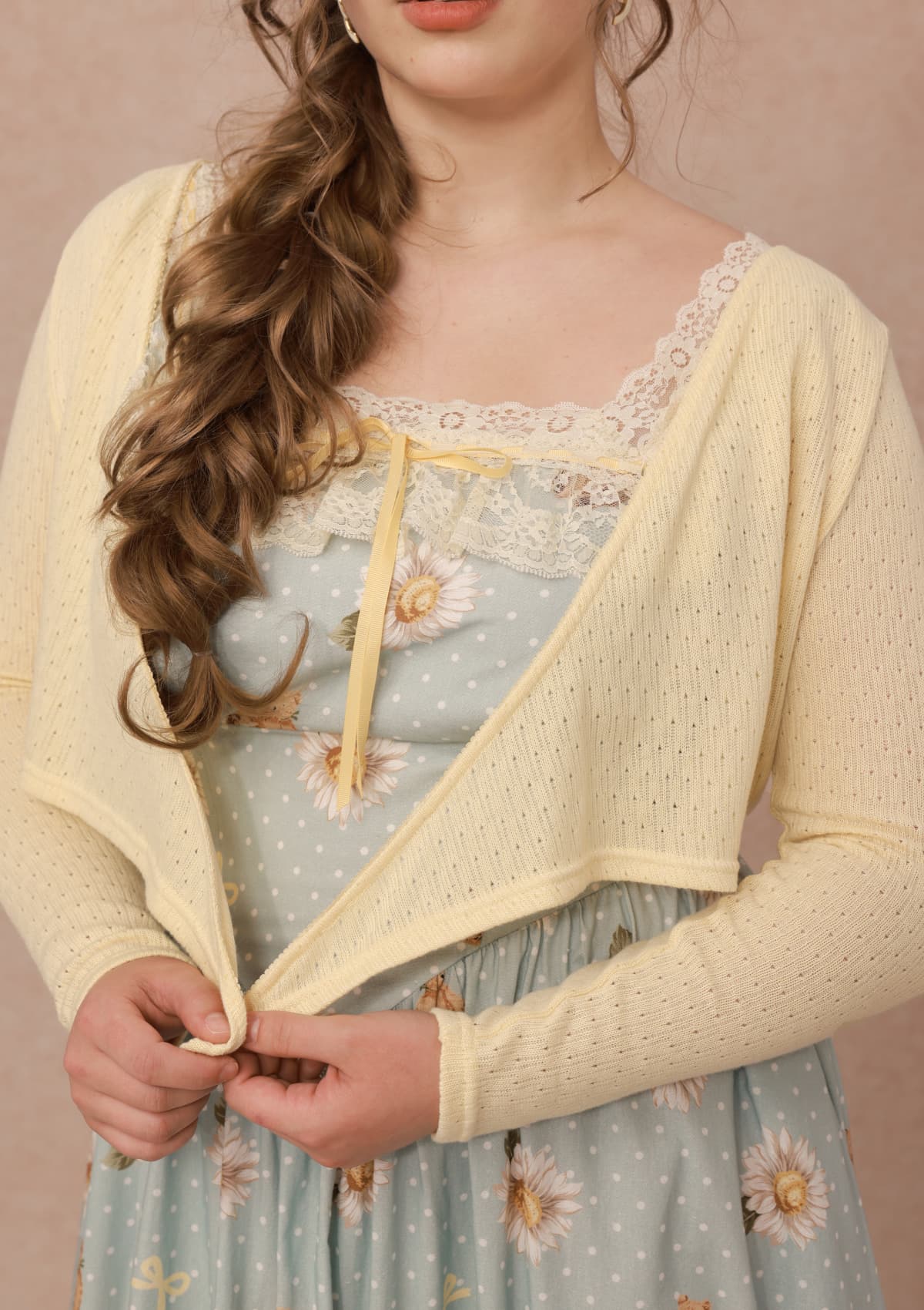 Curve&amp;Plus Flower Vine Novel Knit Cardigan