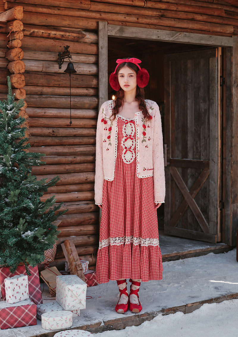 Strawberry Christmas Tree Knit Cardigan