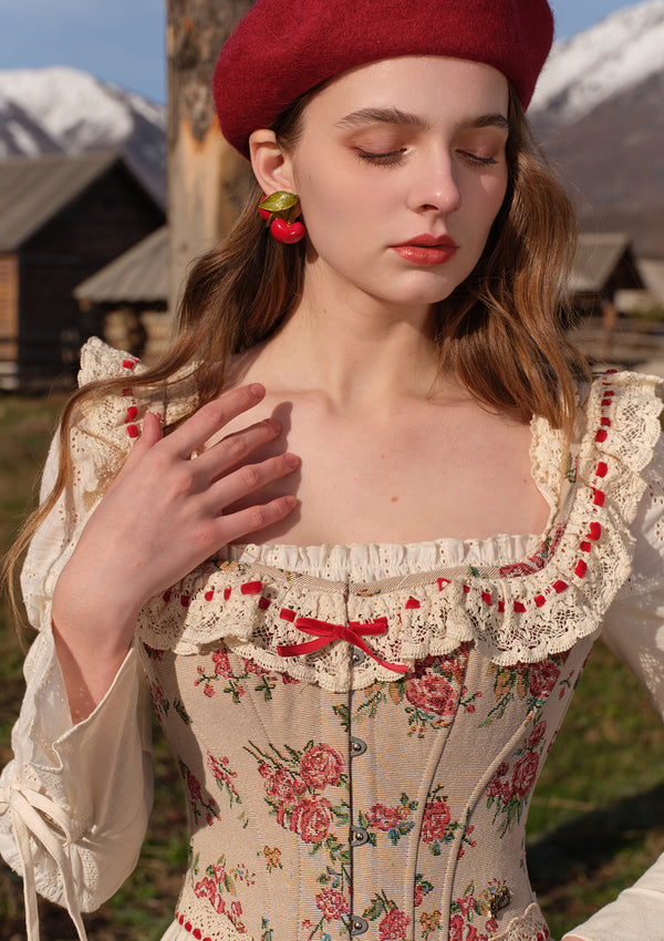 (US Exclusive) Rosey Christmas Cottage Corset