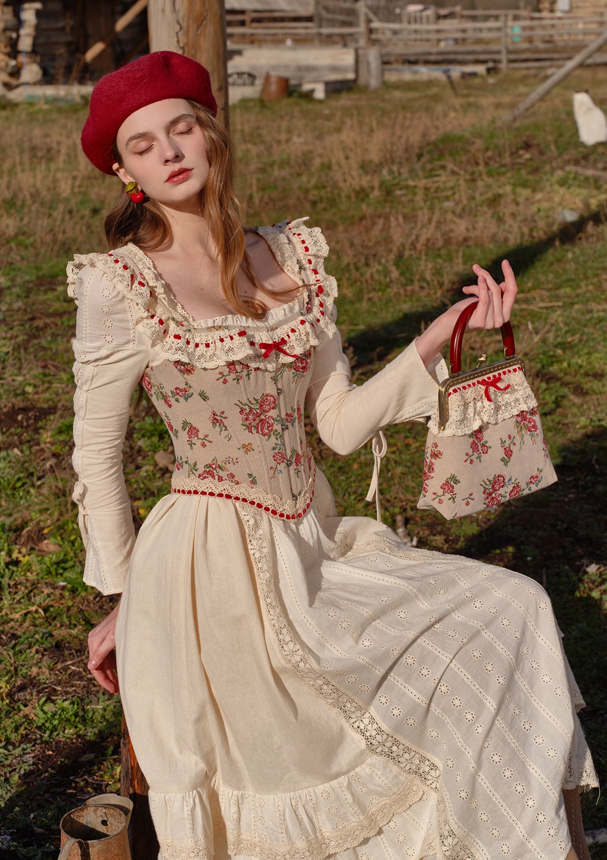 (US Exclusive) Rosey Christmas Cottage Corset