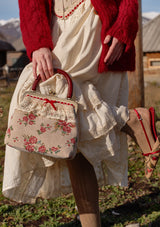 Rosey Christmas Cottage Hand Bag