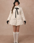 Curve&Plus Snow White Rose Puffer Down Jacket