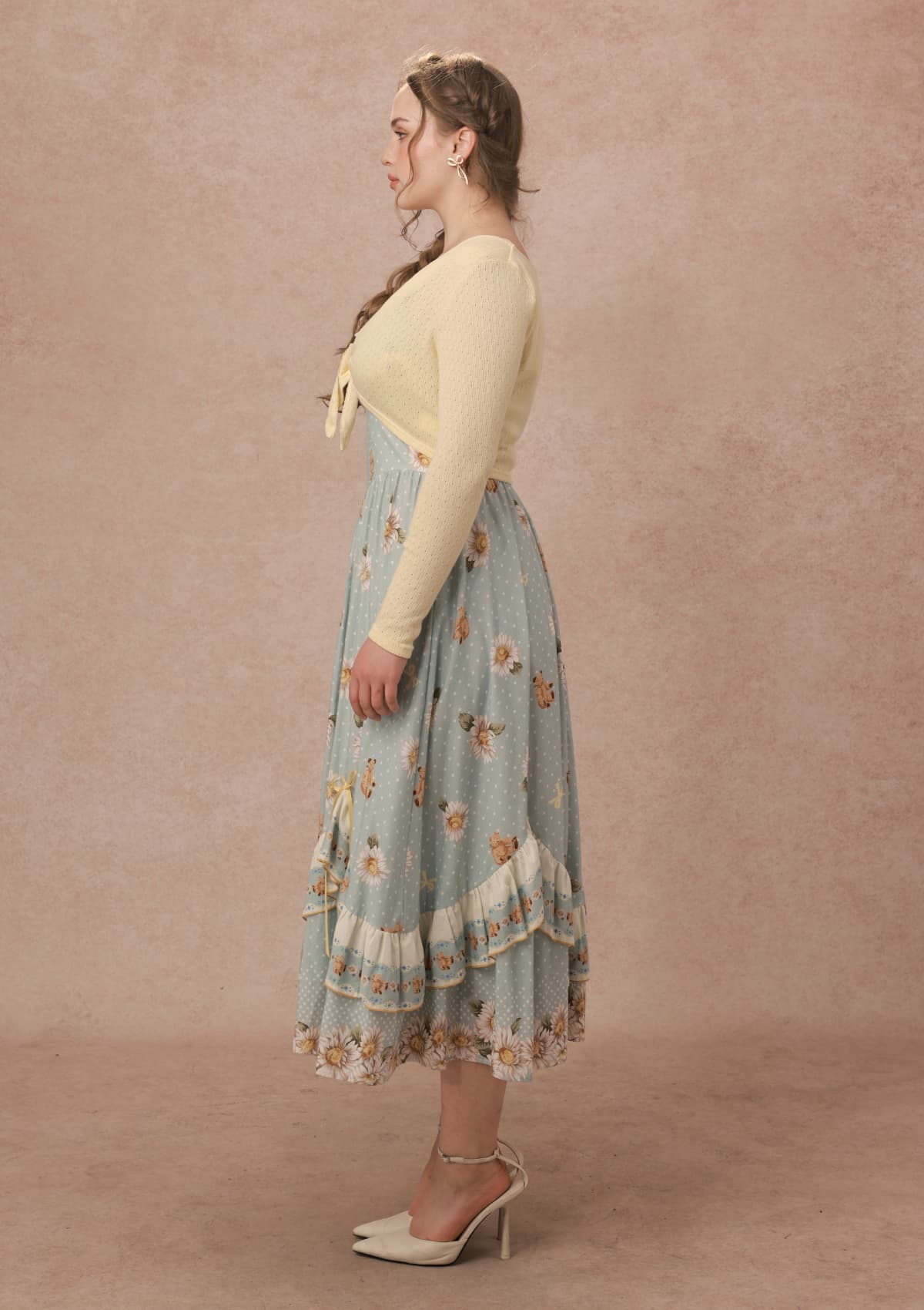 Curve&amp;Plus Flower Vine Novel Knit Cardigan