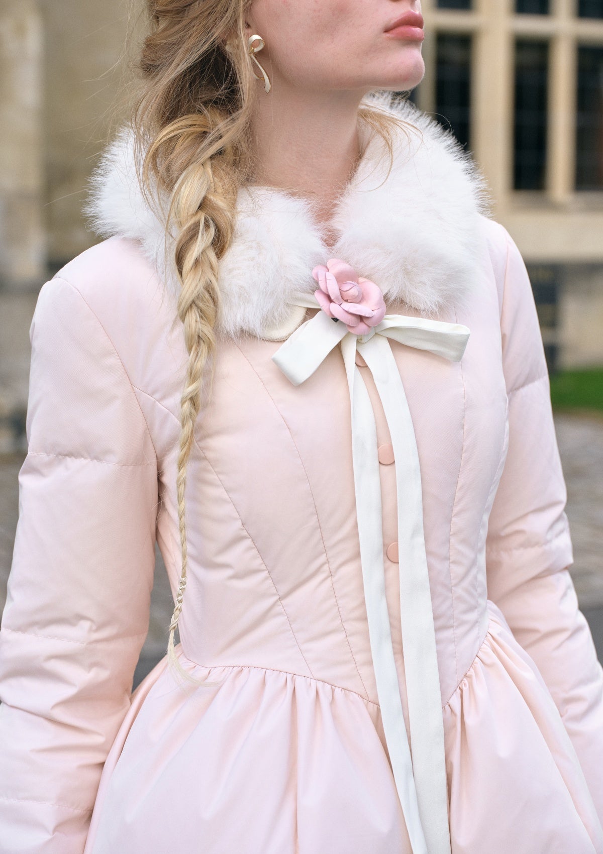 Powder Snow Rose Puffy Down Jacket  (pink)