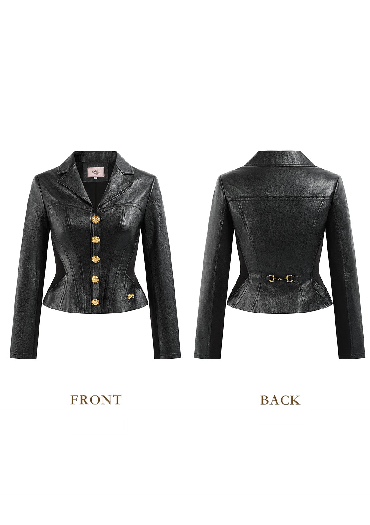 Vintage edge black leather long sleeve top - Black Leather Angel Top