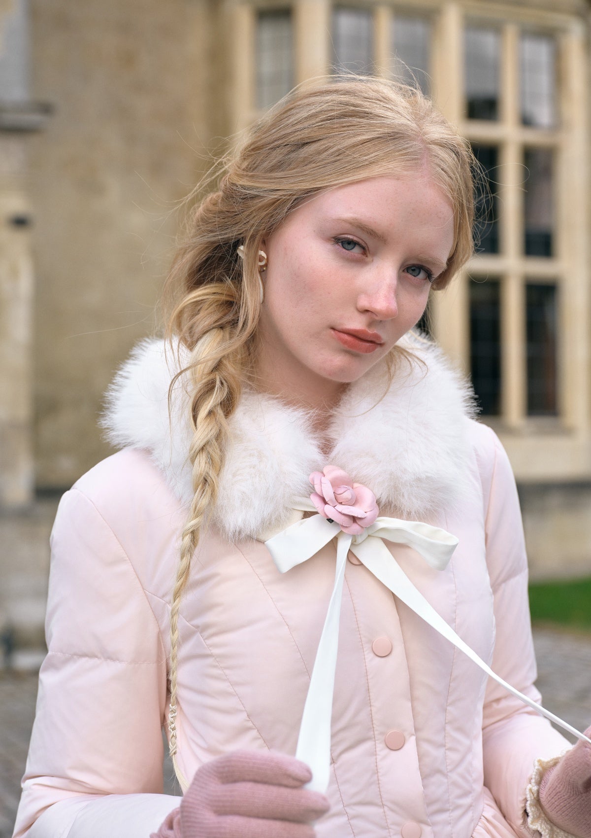 Powder Snow Rose Puffy Down Jacket  (pink)