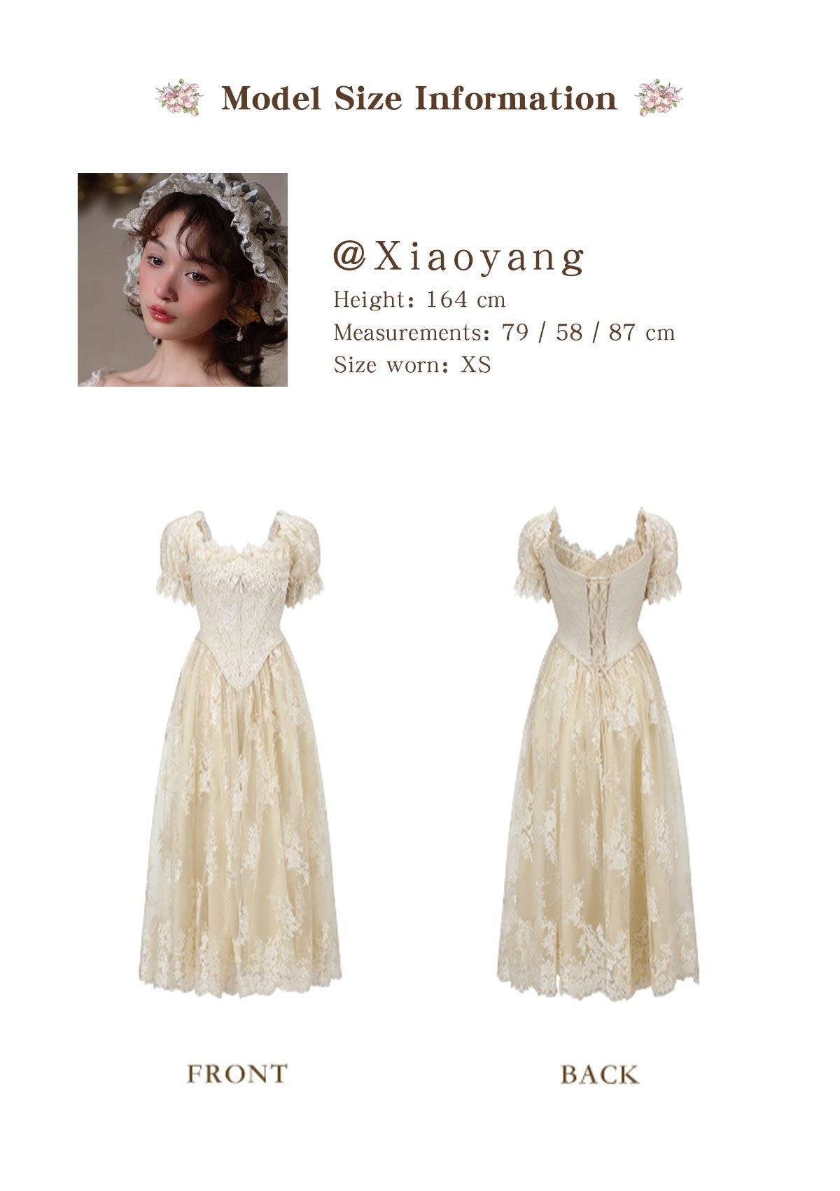 Lacemade "Tear of Blossom and Candle" Corset Dress - Front and Back View