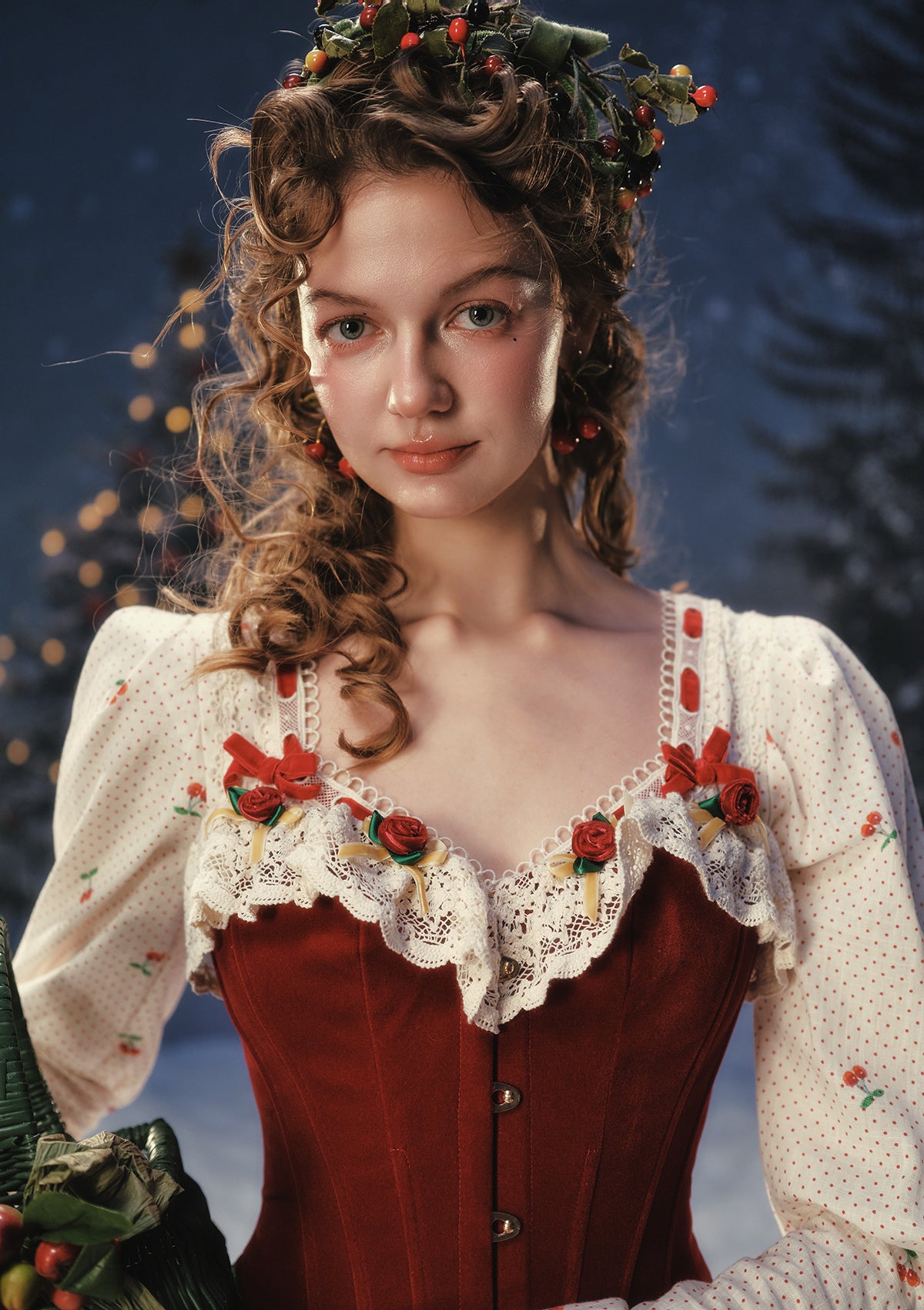 fitted lace wedding dress Red Strapless Corset Dress | Wild Rosa Gown main image 1