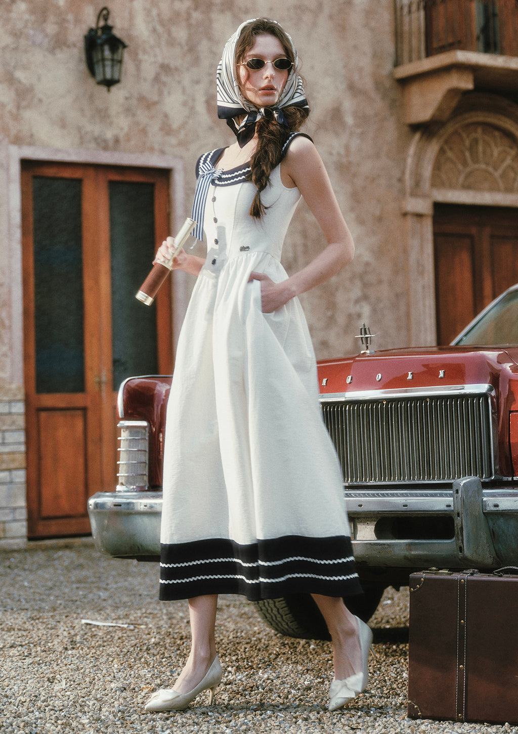 ワンピース thevirgins romantic sailor dress Sailor Love Letter Dress (Navy)