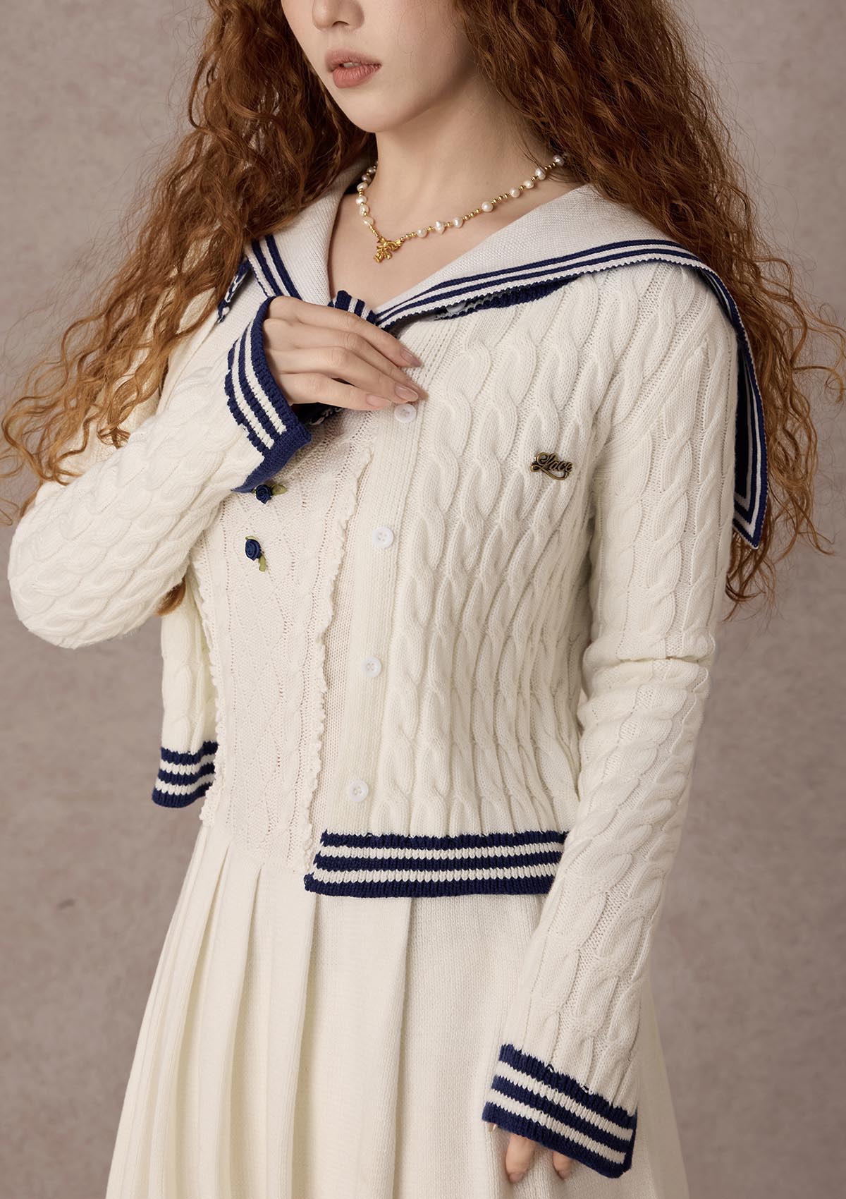 White Sail Maiden Cable Knit Cardigan