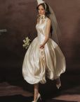 Lacemade "White Coronation" White Satin Corset Tea Length Dress