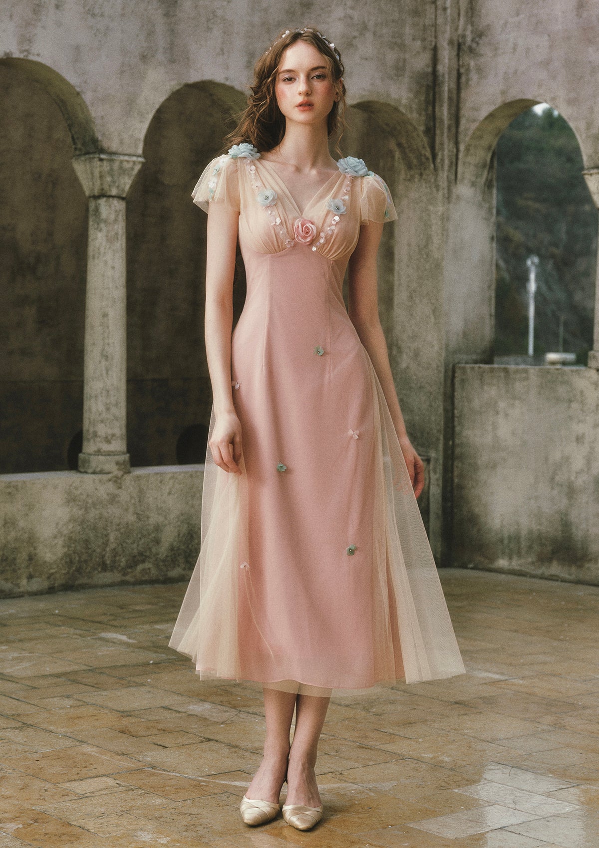 Wind Perched Rose Quartz Dress Pre order / XL