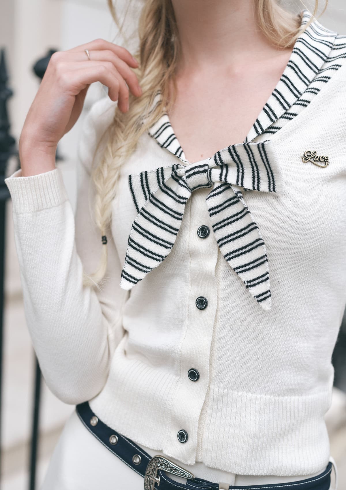 Lundenwic Love Letter Striped Wool Sweater