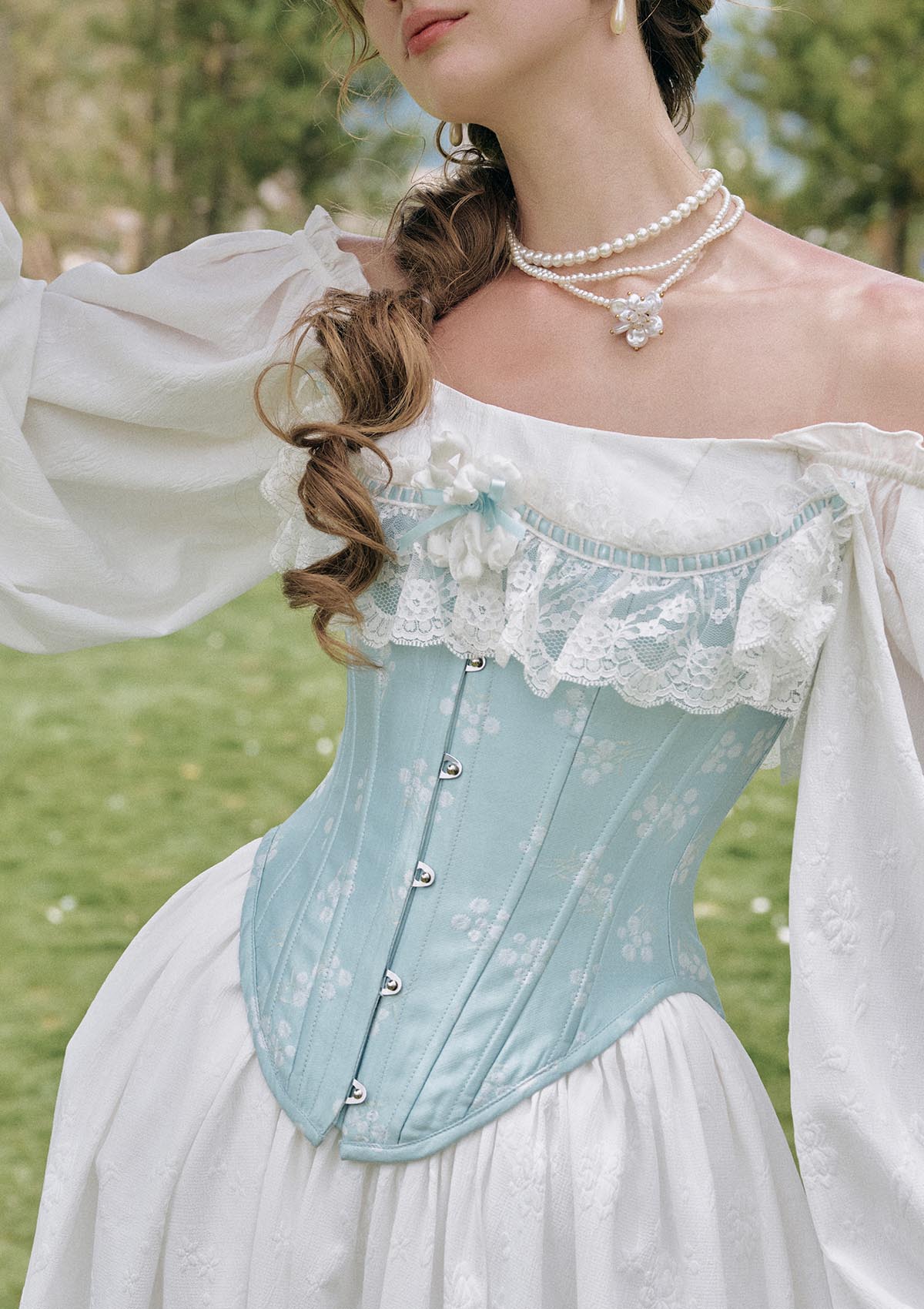 Lacemade "Moonlit Ice Castle" Ice Blue Steel Boned Corset