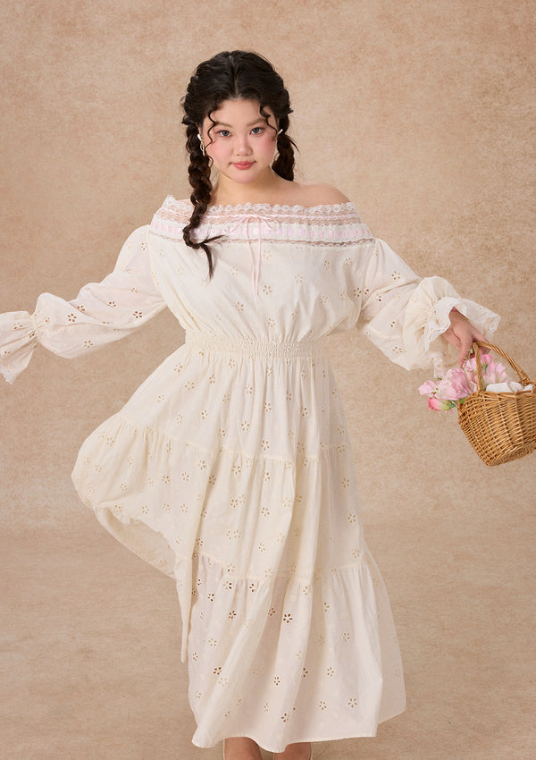 Curve&Plus White Camellia Dress