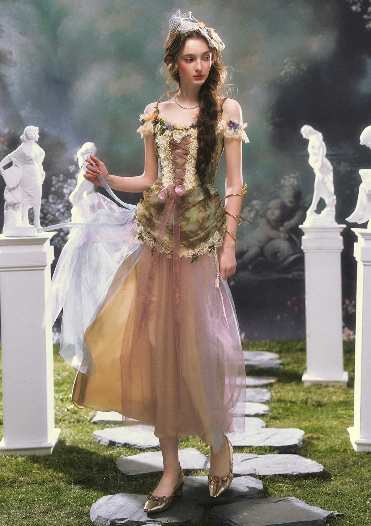 Eucalyptus Whispered by Wind Corset Dress