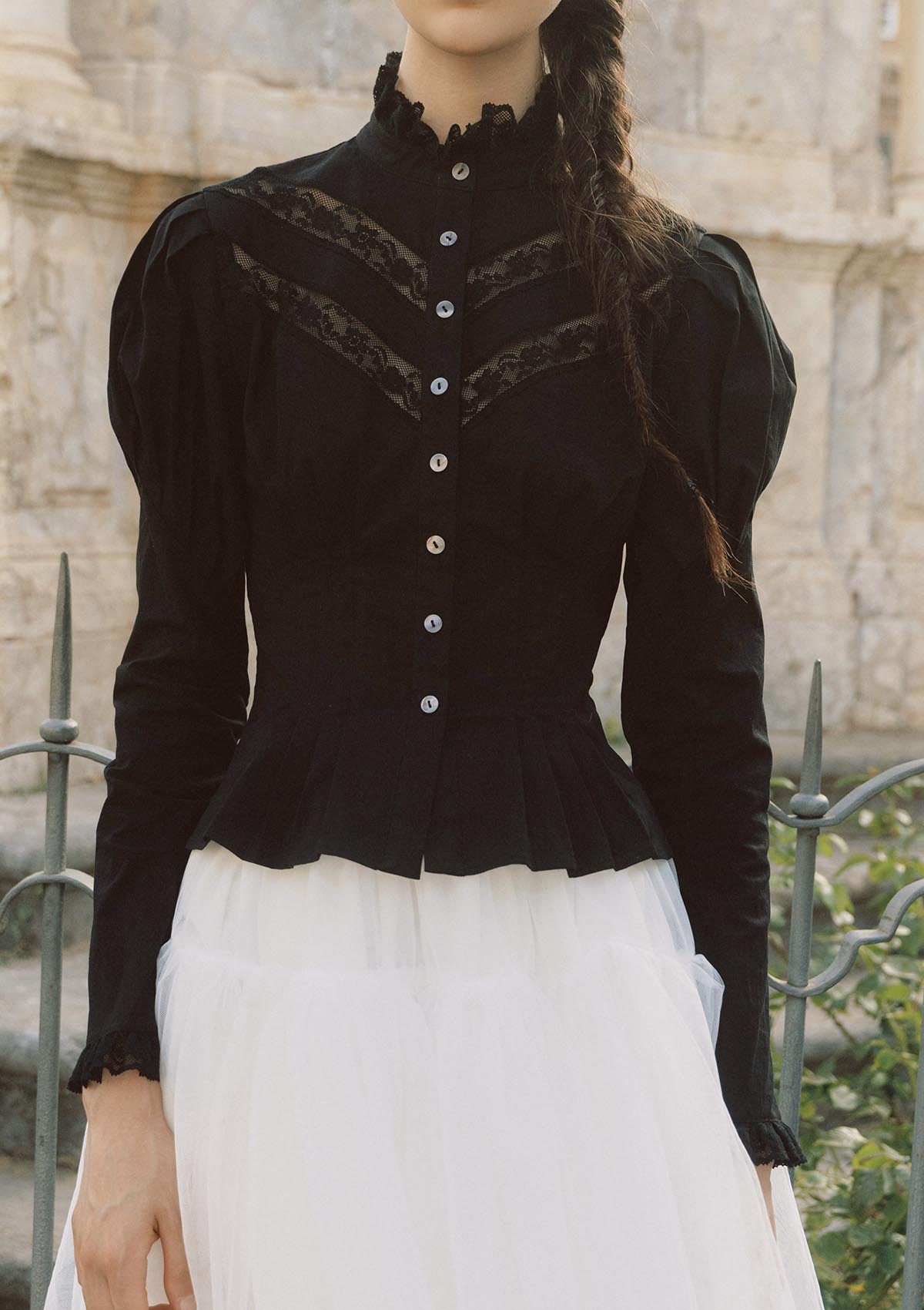 Rose Cape Blouse - Raven