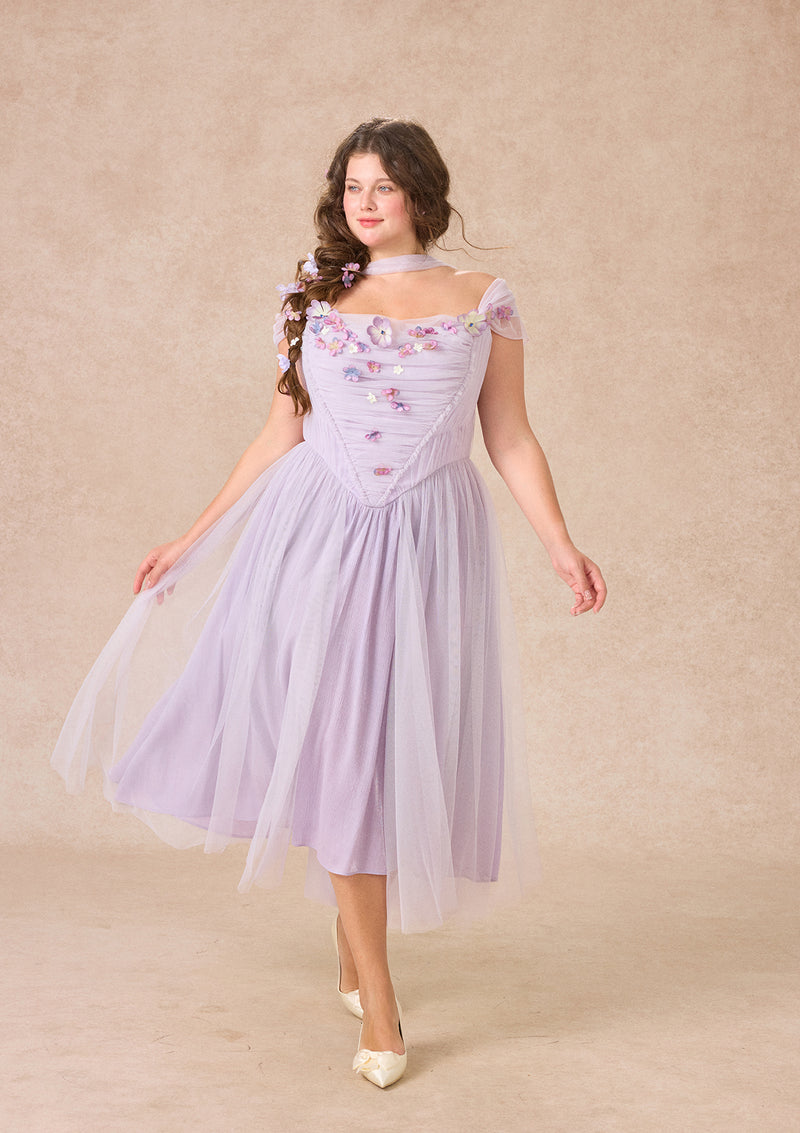 gradient pleated mesh tulle dress Curve&Plus Ode to Purple Iris Dress