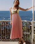 Whimsical Sunlit Blush Pleated Dress