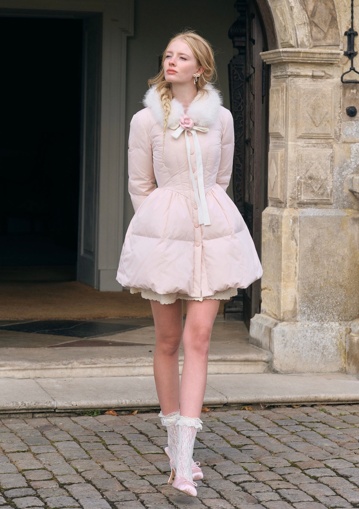 Powder Snow Rose Puffy Down Jacket  (pink)