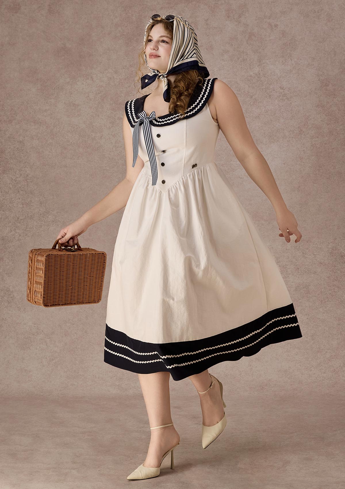 Curve&Plus Sailor Love Letter Dress（Navy）