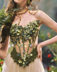 Lacemade "Eucalyptus Fairy" Forest Green Metal Boned Overbust Corset