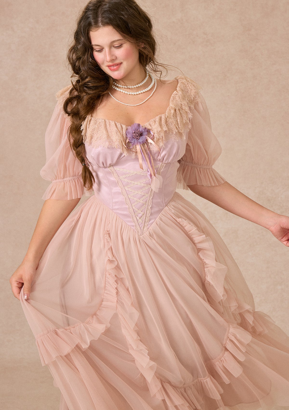 Curve&Plus Violet Mandarin Duck Princess Dress