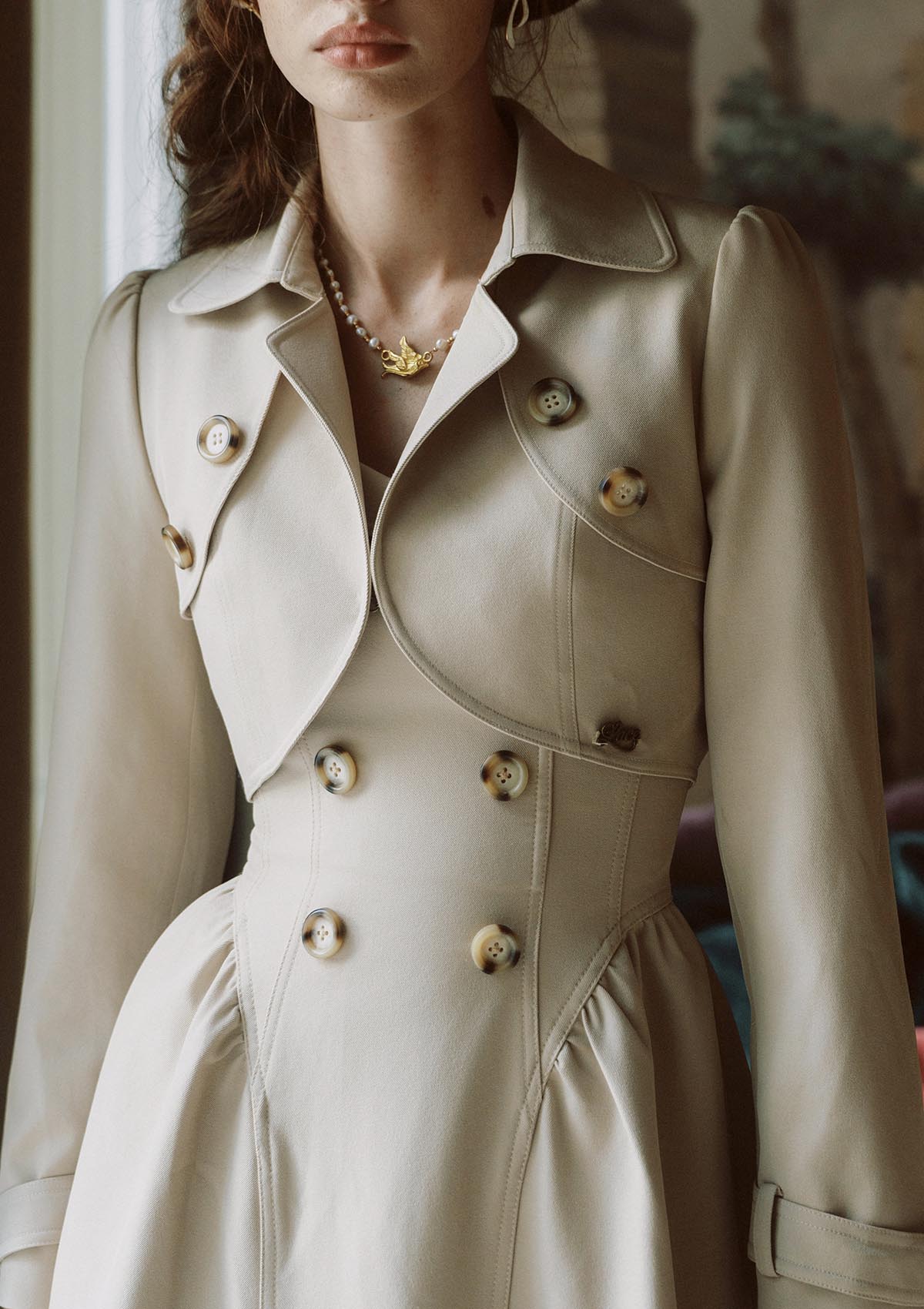 Curve&amp;Plus Cream Tea Trench Coat