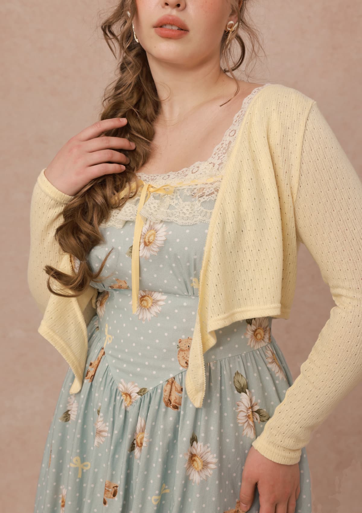 Curve&amp;Plus Flower Vine Novel Knit Cardigan