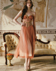 Lacemade "Sahara Rose" Corset Dress - Sweetheart Neckline Gold Mesh Dress