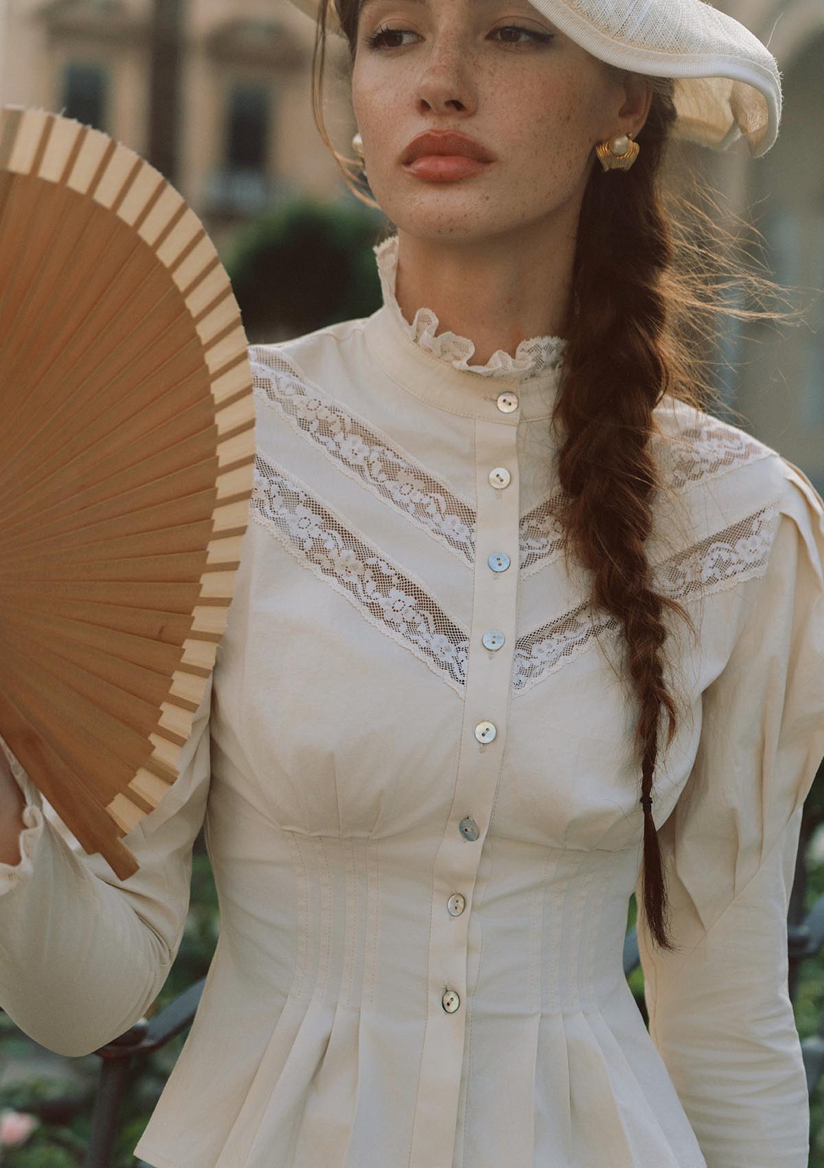 Rose Cape Blouse - Beige