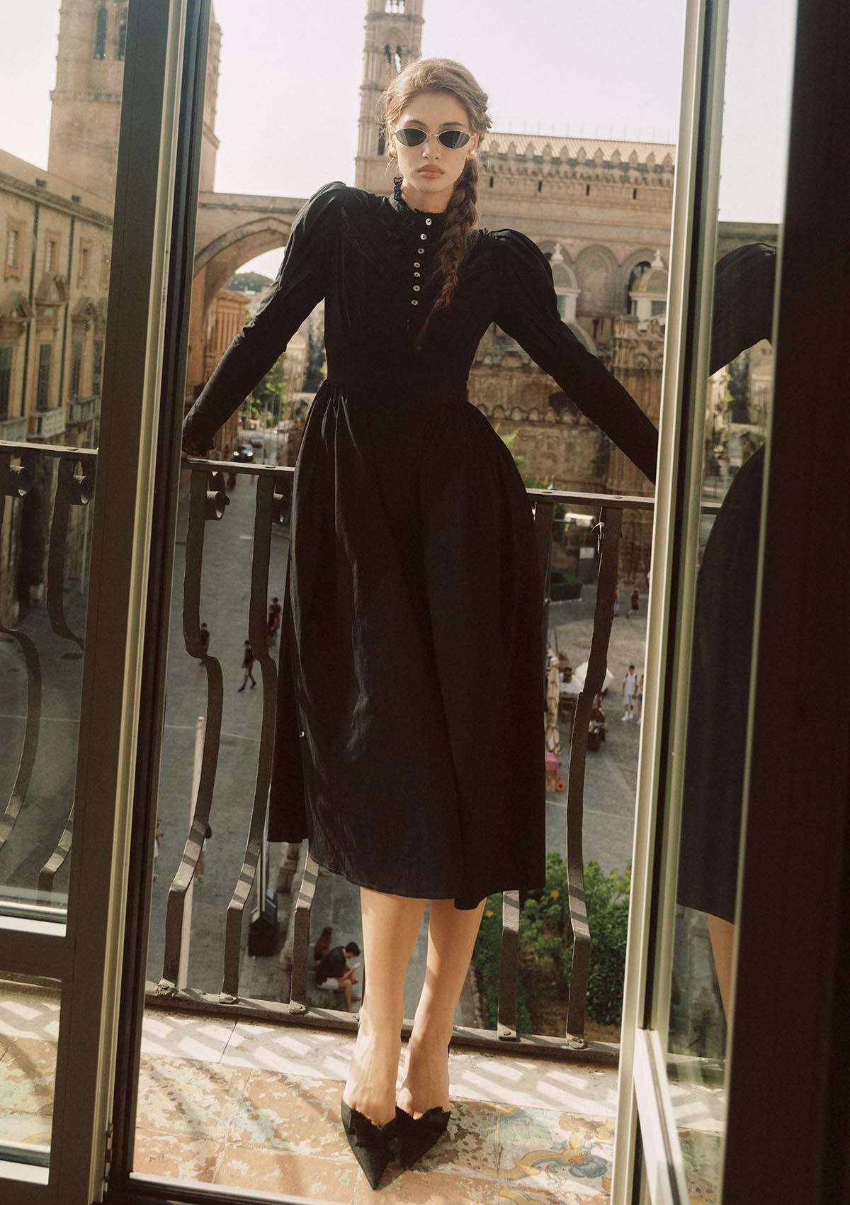 Rose Cape Dress - Raven