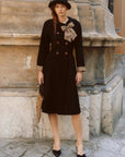 Curve&Plus Sunlit Daisy Wool Coat (Black)