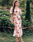Lacemade Rosevale Dress B - Puff Sleeve Floral Jacquard Maxi Dress