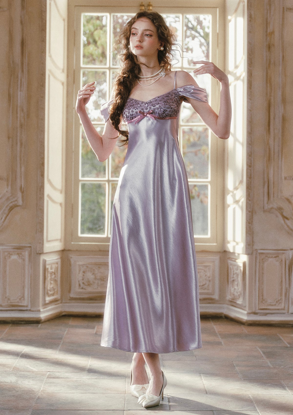 Glazed Purple Satin Dress