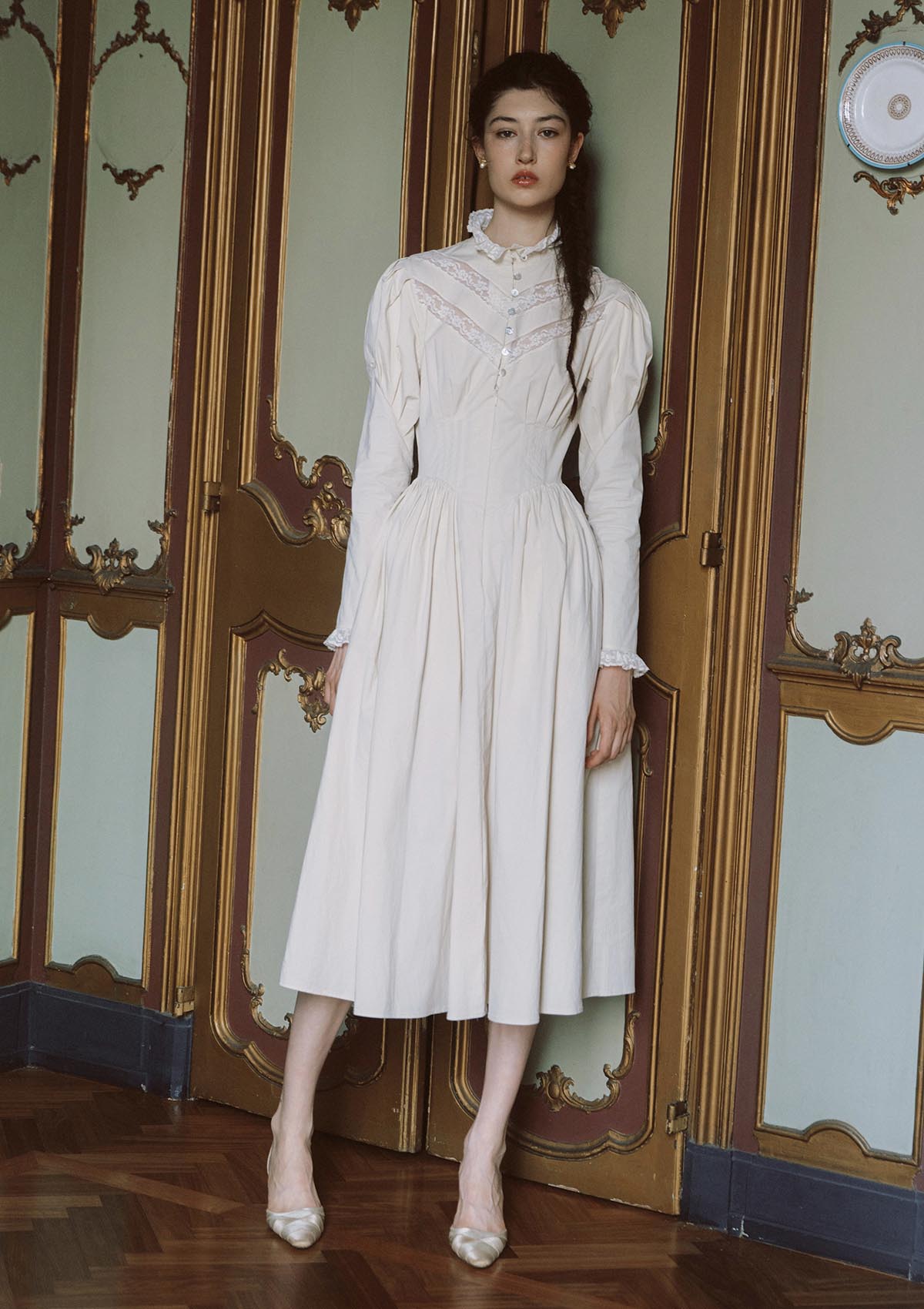 Rose Cape Dress - Beige
