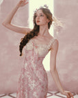"Floral Vine Fairy Shoes" ethereal blush pink midi dress for tea parties