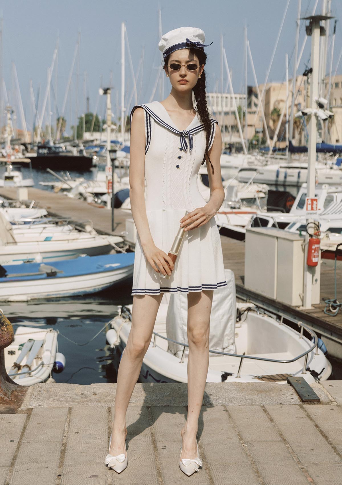 White Sail Maiden Knit Pleated Skirt