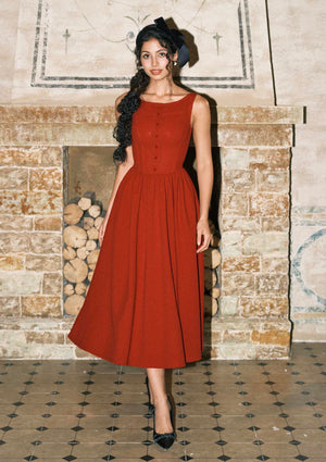 Pan's Cocktail Knit Dress (Red)